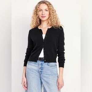 NWT Old Navy SoSoft Crop Cardigan Sweater in Black Jack